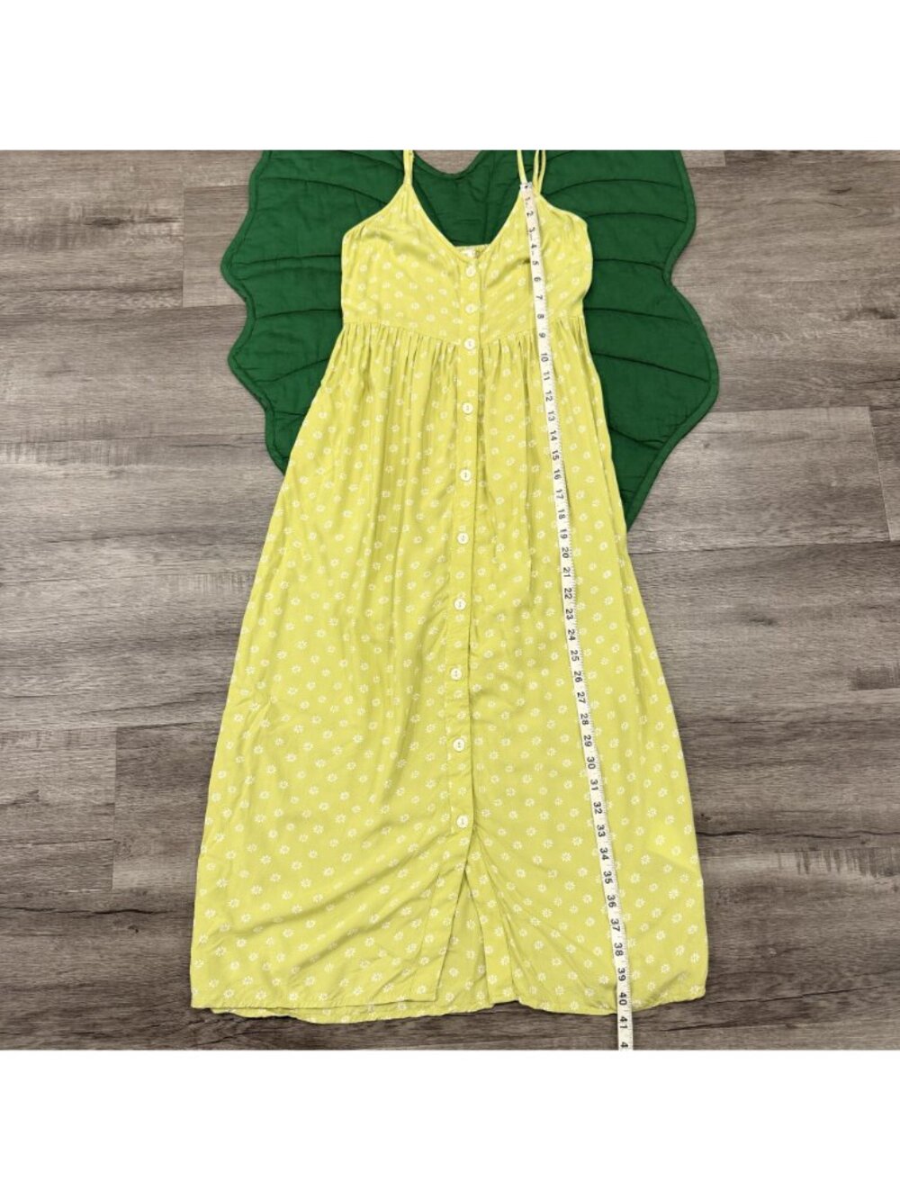 Billabong Womens XS Lime Green Daisy Floral Button Front Cami Midi Maxi Dress - Picture 6 of 7